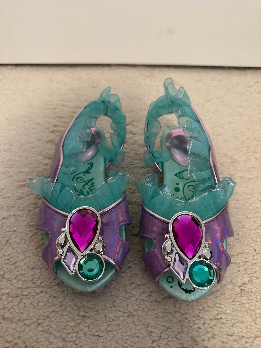 Disney Princess Girls Purple and Teal Gem-Accent Dress Shoes Size 9/10